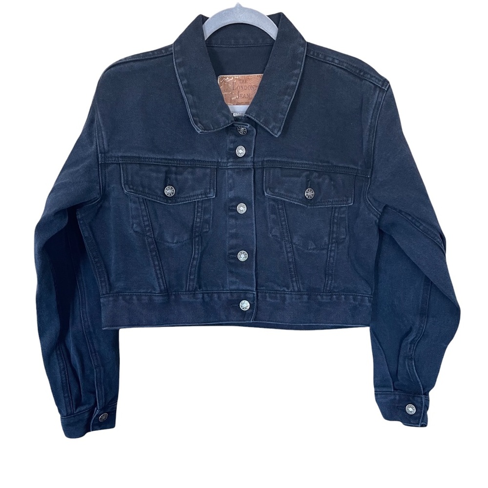 The London Jean Moda Int'l Black Cropped Jean Jacket, Size M